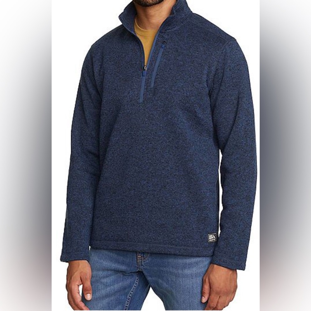 Eddie Bauer Heathered Blue Zip Fleece 1/4 Pullover
